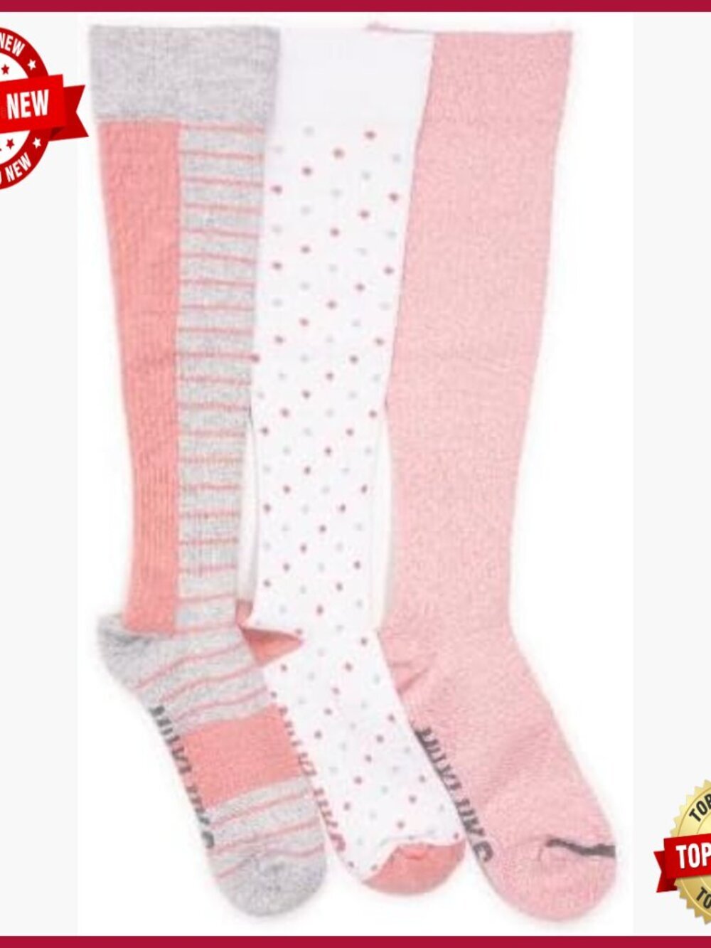 3 Pack Women's Knee-High Compression Socks, Cotton Ribbed Arch Support, Mild